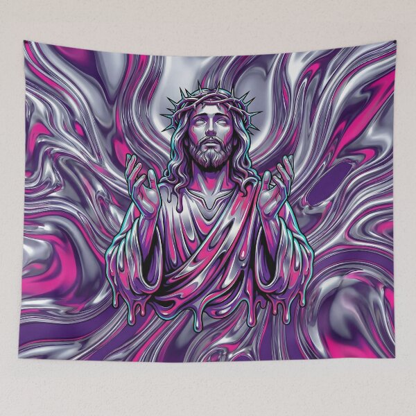 Item preview, Cyberpunk Jesus Liquid Chrome Thorn Crown 2026 designed and sold by MarCinu Art.