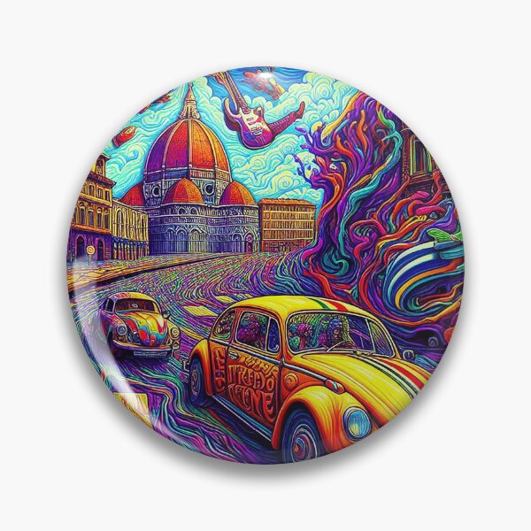 Item preview, Psychedelic Florence Dream – Trippy Retro Cityscape Illustration designed and sold by DiamondSkyShirt.