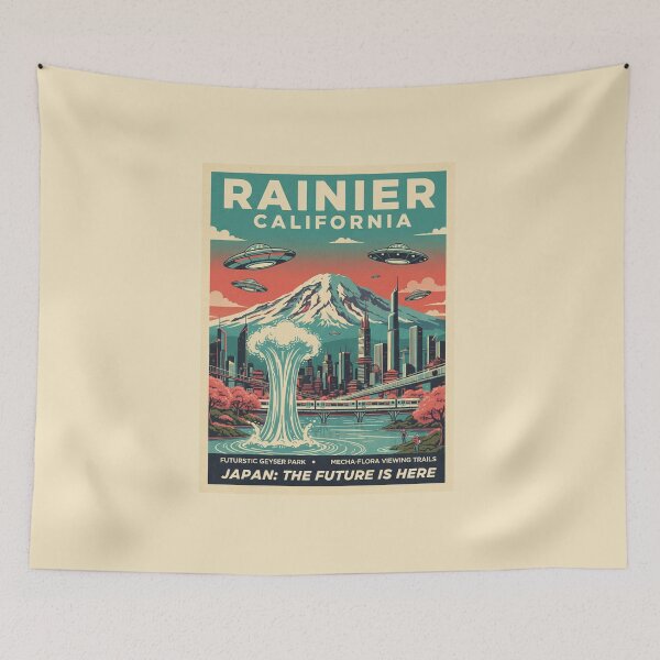 Item preview, Japan The Future Is Here - Retro-Futuristic Rainier Sci-Fi Travel Poster designed and sold by freackly.