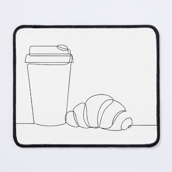 Item preview, Minimalist Coffee and Croissant - Aesthetic Cafe Line Art designed and sold by DraftDose.