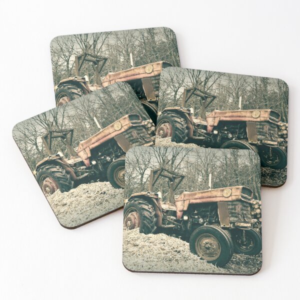 Item preview, Vintage tractor cutting logs in wood yard designed and sold by Stephen Jarman.