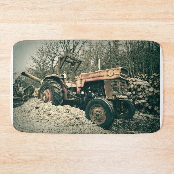 Item preview, Vintage tractor cutting logs in wood yard designed and sold by Stephen Jarman.