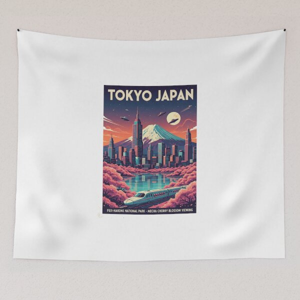 Item preview, Rainier California Japan: The Future Is Here - Retro Sci-Fi Travel Poster designed and sold by freackly.