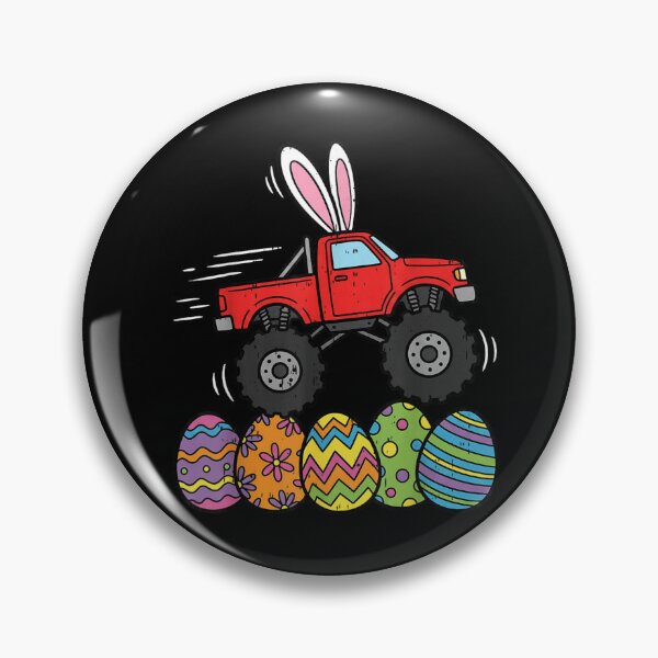 Item preview, Easter Monster Truck Bunny Ears Racing Through Colorful Easter Eggs Art designed and sold by StuZabine.