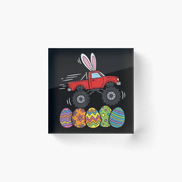 Item preview, Easter Monster Truck Bunny Ears Racing Through Colorful Easter Eggs Art designed and sold by StuZabine.
