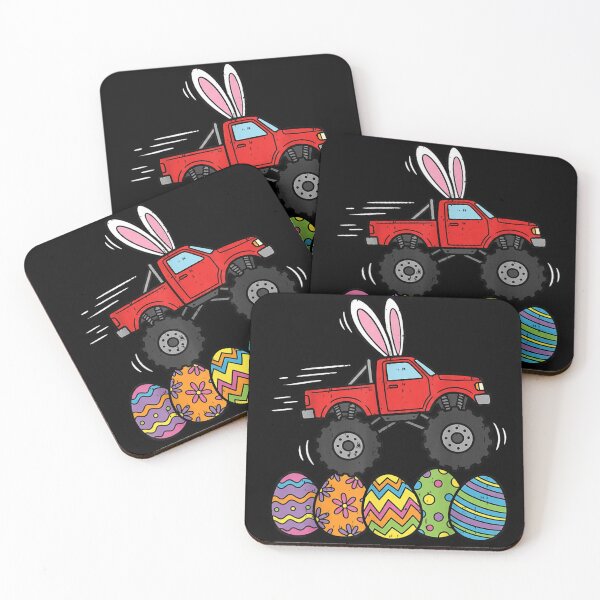 Item preview, Easter Monster Truck Bunny Ears Racing Through Colorful Easter Eggs Art designed and sold by StuZabine.