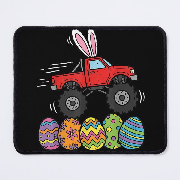 Item preview, Easter Monster Truck Bunny Ears Racing Through Colorful Easter Eggs Art designed and sold by StuZabine.