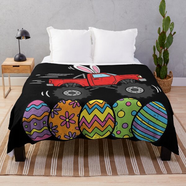 Item preview, Easter Monster Truck Bunny Ears Racing Through Colorful Easter Eggs Art designed and sold by StuZabine.