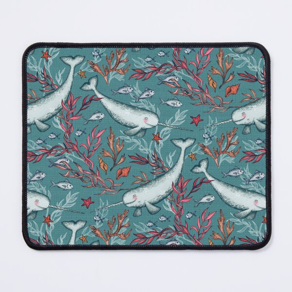 Item preview, Narwhal Toile - teal blue designed and sold by micklyn.