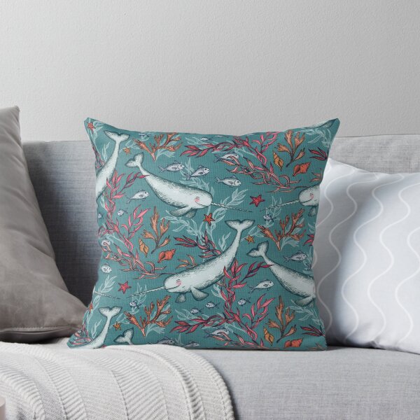 Item preview, Narwhal Toile - teal blue designed and sold by micklyn.