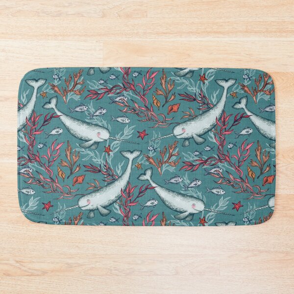 Item preview, Narwhal Toile - teal blue designed and sold by micklyn.