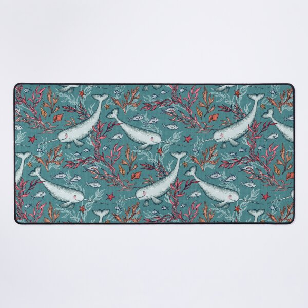 Item preview, Narwhal Toile - teal blue designed and sold by micklyn.