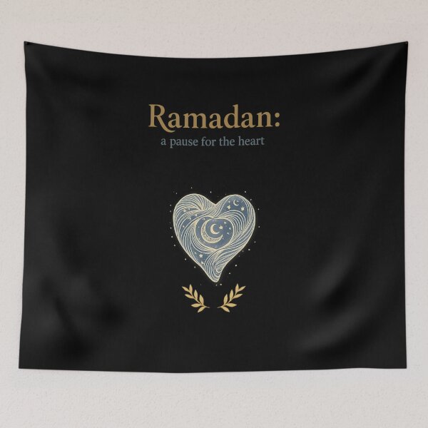 Item preview, Ramadan: A Pause for the Heart – Elegant Crescent Heart Spiritual Art designed and sold by ArthUpscale.