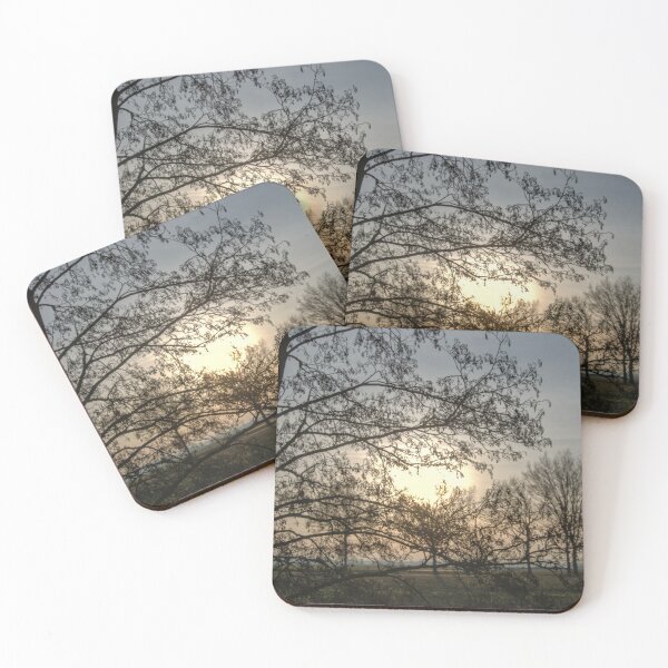 Item preview, Sereen Winter Sunset Silhouette through Bare Trees designed and sold by ShotsbyDesiree.