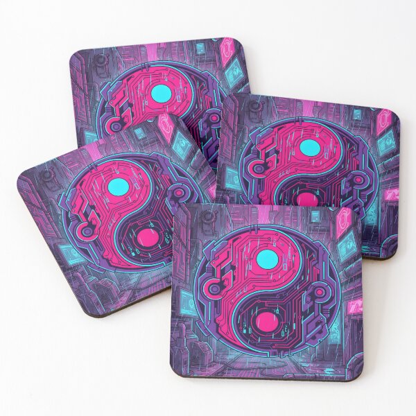 Item preview, Cyberpunk Yin Yang Synthwave Circuit 2026 designed and sold by MarCinu Art.