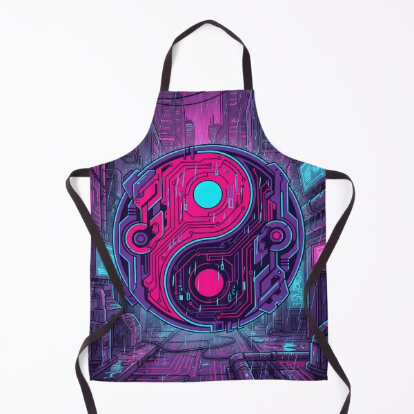 Item preview, Cyberpunk Yin Yang Synthwave Circuit 2026 designed and sold by MarCinu Art.