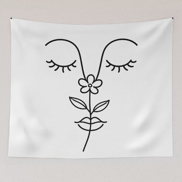 Item preview, Minimalist Face with Flower Line Art designed and sold by UnikaArto.