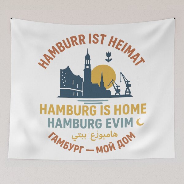 Item preview, Hamburg Is Home T-Shirt – Multilingual Hamburg Skyline Germany Pride Graphic Tee designed and sold by Globalcitytees.