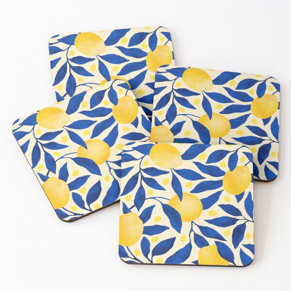 Item preview, Italian Citrus Market Lemons - Cobalt Blue and Lemon Yellow designed and sold by ilonaalyamani.