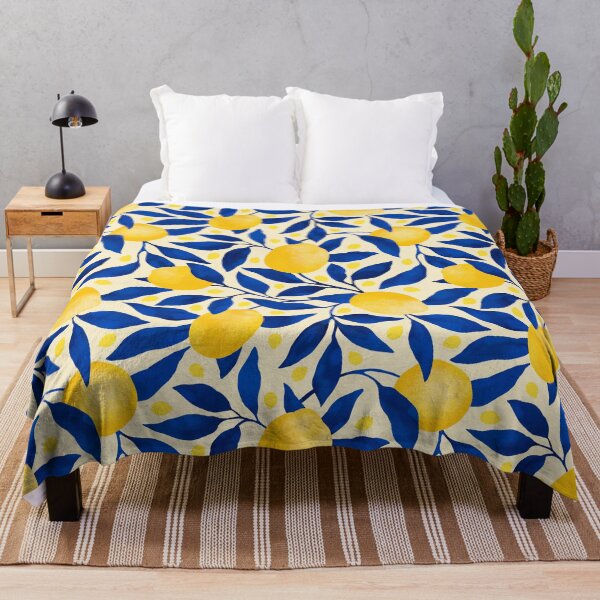 Item preview, Italian Citrus Market Lemons - Cobalt Blue and Lemon Yellow designed and sold by ilonaalyamani.