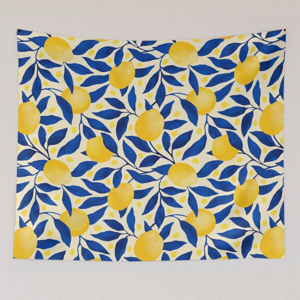 Item preview, Italian Citrus Market Lemons - Cobalt Blue and Lemon Yellow designed and sold by ilonaalyamani.