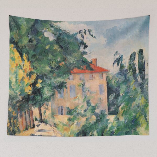 Item preview, House With Red Roof by Paul Cézanne: Post Impressionist Fine Art Print designed and sold by artofuniverse.