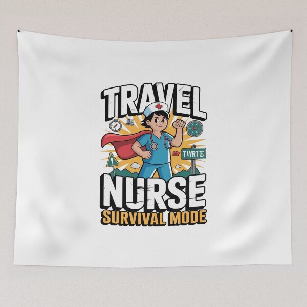 Item preview, Travel Nurse Survival Mode – ICU Night Shift Nurse Superhero Design designed and sold by HubCreates.