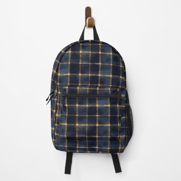 Item preview, Midnight Navy Plaid with Golden Grid Texture designed and sold by QuietBloom80.