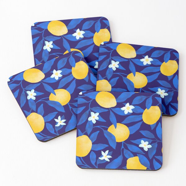 Item preview, Italian Citrus Market Lemons - Deep indigo & Cobalt blue designed and sold by ilonaalyamani.