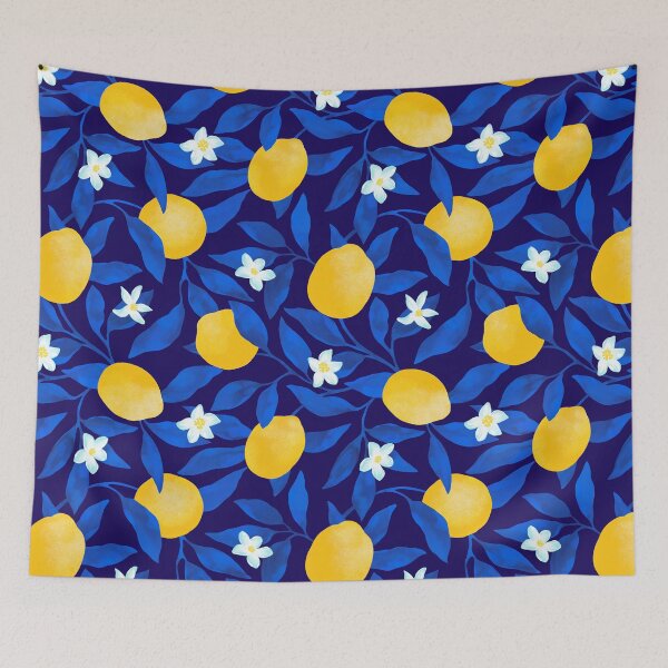 Item preview, Italian Citrus Market Lemons - Deep indigo & Cobalt blue designed and sold by ilonaalyamani.