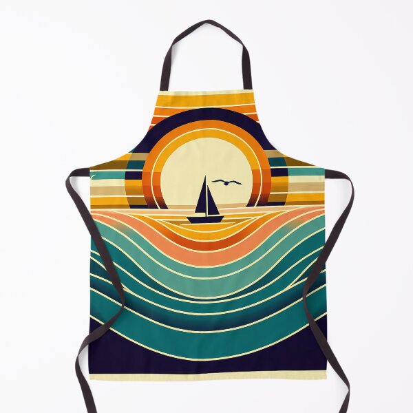Item preview, Geometric Sunset Sailboat Over Colour-Block Waves designed and sold by InkSmithery.