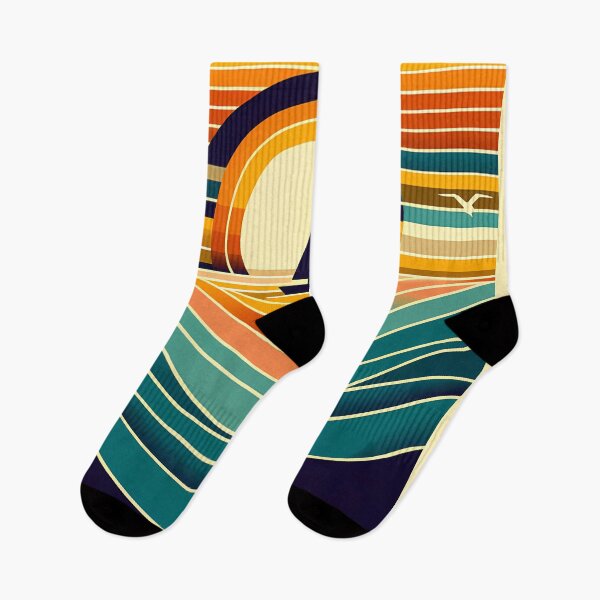 Item preview, Geometric Sunset Sailboat Over Colour-Block Waves designed and sold by InkSmithery.