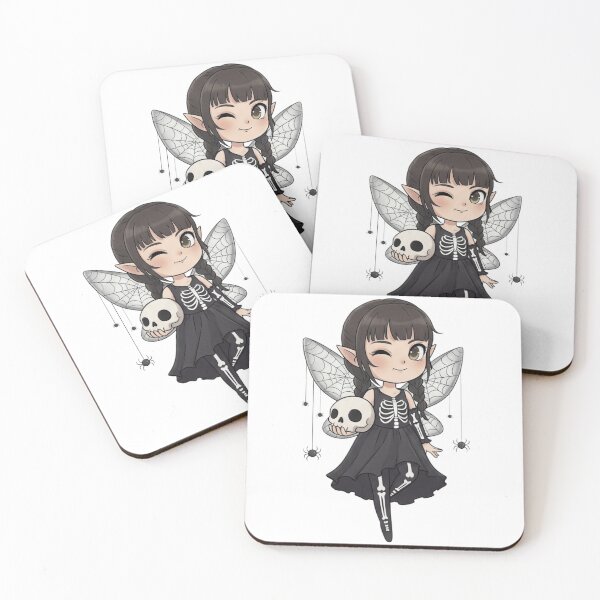 Item preview, Gothic Chibi Fairy with Skull and Spider Web Wings designed and sold by Tw1nsAIArt.