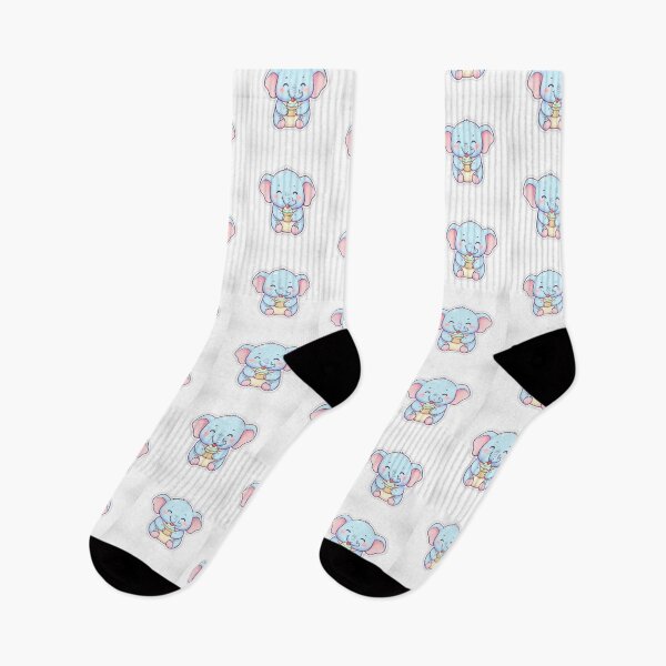 Item preview, Kawaii Cute Baby Elephant Holding a Muffin – Simple Pastel Sticker Design designed and sold by mayatA-rt.