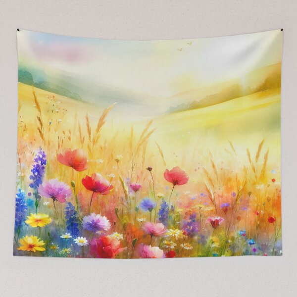 Item preview, Field of vibrant wildflowers at dawn designed and sold by paulrommer.