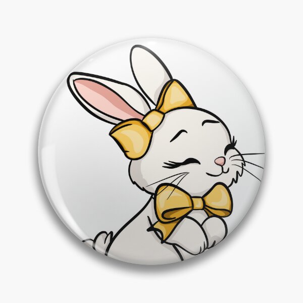 Item preview, Happy Easter White Bunny with Gold Bows - Cute Kawaii Rabbit designed and sold by LYAN-STORE.