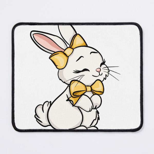 Item preview, Happy Easter White Bunny with Gold Bows - Cute Kawaii Rabbit designed and sold by LYAN-STORE.
