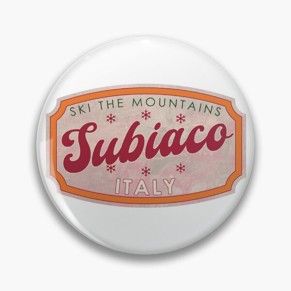 Item preview, Subiaco, Italy, Ski, textured skiing badge designed and sold by Wanderful-roads.