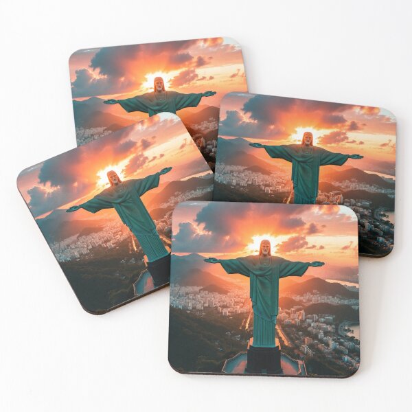 Item preview, Epic aerial view of Christ the Redeemer statue at golden hour designed and sold by NiceArtsPlace.