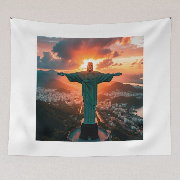 Item preview, Epic aerial view of Christ the Redeemer statue at golden hour designed and sold by NiceArtsPlace.