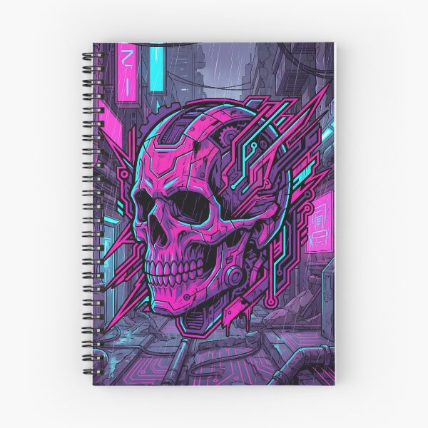 Item preview, Neon Mecha Skull Solarpunk Cyberpunk 2026 designed and sold by MarCinu Art.
