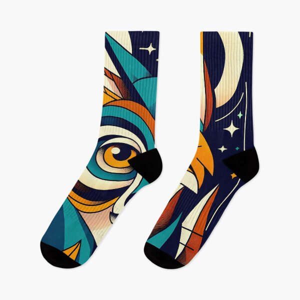 Item preview, Geometric Fox and Owl Night Portrait designed and sold by InkSmithery.