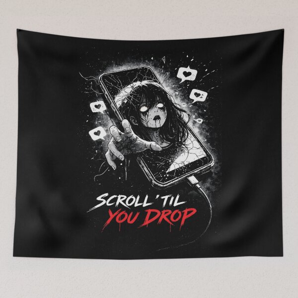 Item preview, Scroll ’Til You Drop – Dark Anime Horror Girl Phone Art designed and sold by EdgeDrip.