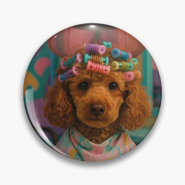 Item preview, Poodle in the hair salon, curly locks under the hair dryer designed and sold by Mauswohn.