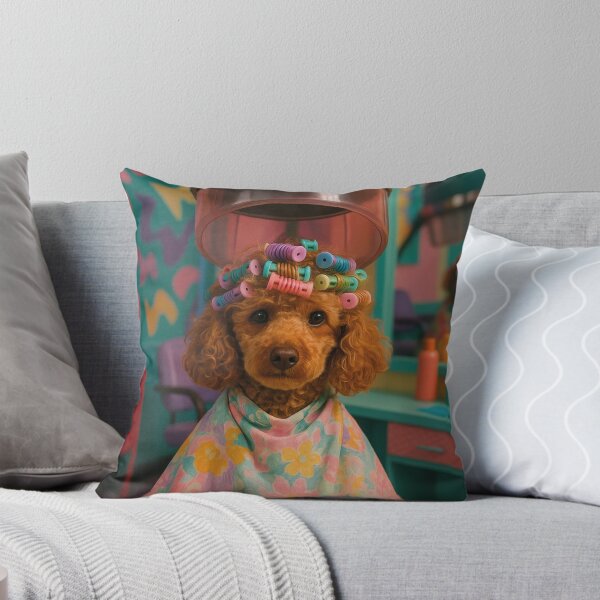Item preview, Poodle in the hair salon, curly locks under the hair dryer designed and sold by Mauswohn.