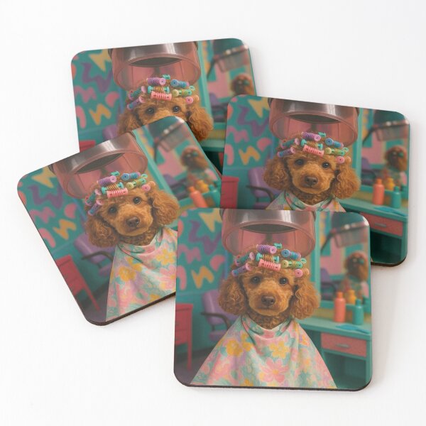 Item preview, Poodle in the hair salon, curly locks under the hair dryer designed and sold by Mauswohn.