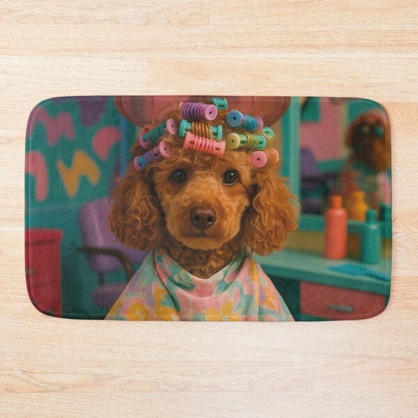 Item preview, Poodle in the hair salon, curly locks under the hair dryer designed and sold by Mauswohn.