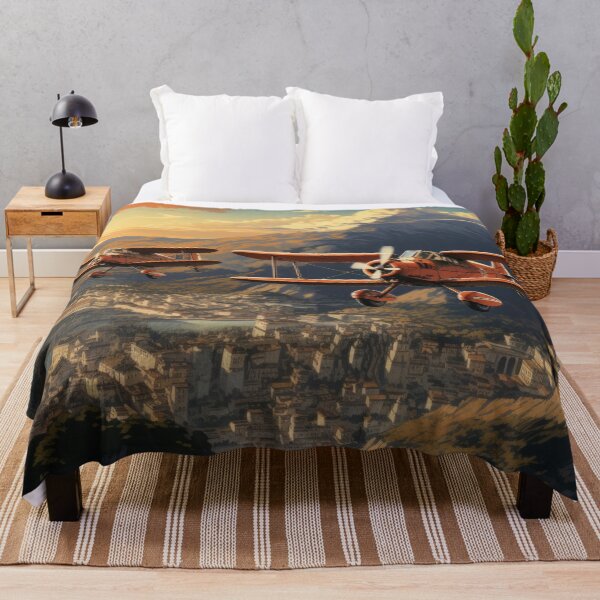 Item preview, Biplanes over an alpine city at sunset designed and sold by Mauswohn.