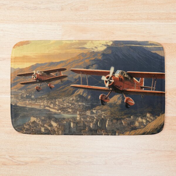 Item preview, Biplanes over an alpine city at sunset designed and sold by Mauswohn.