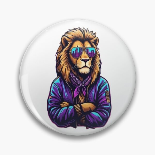 Item preview, Synthwave Lion - Retro Neon King designed and sold by RetroRascalStudio.